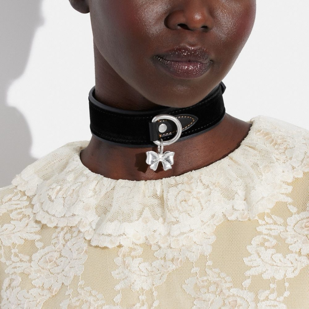Coach Black and Silver Choker Necklace